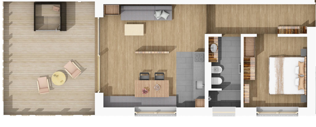 Grundriss des Penthouse S’Oltl mit Privater Sauna in Sexten