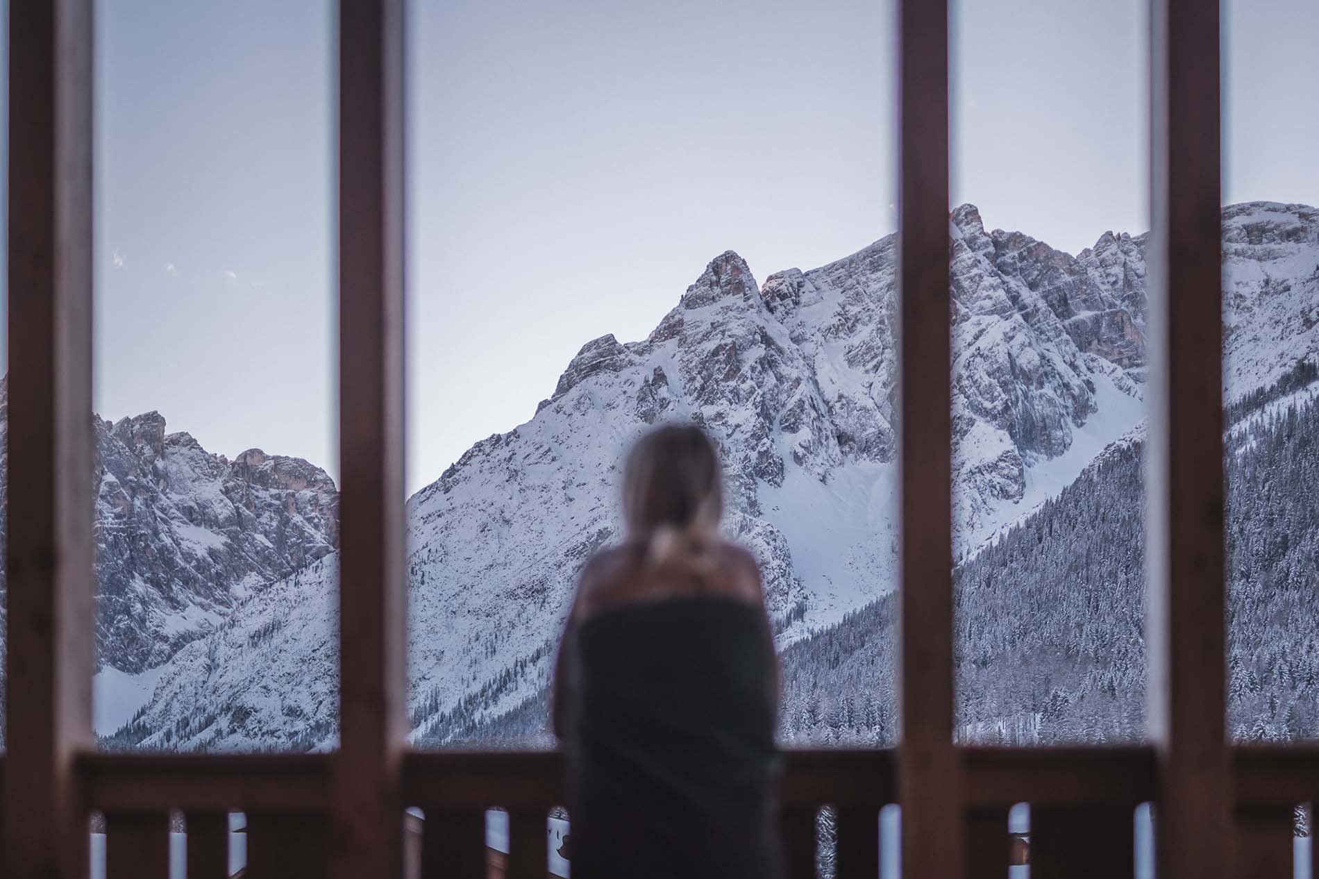 Entspannung auf der Terrasse mit Blick auf die Sextner Bergwelt